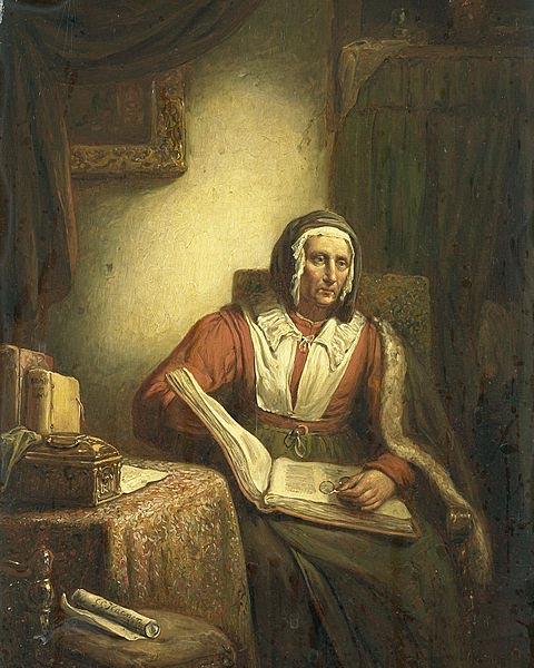 George Gillis Haanen Old Woman Reading oil painting image